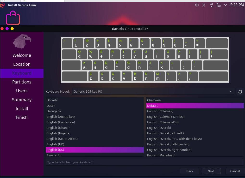 Виртуальная клавиатура линукс. Garuda Linux screenshots.